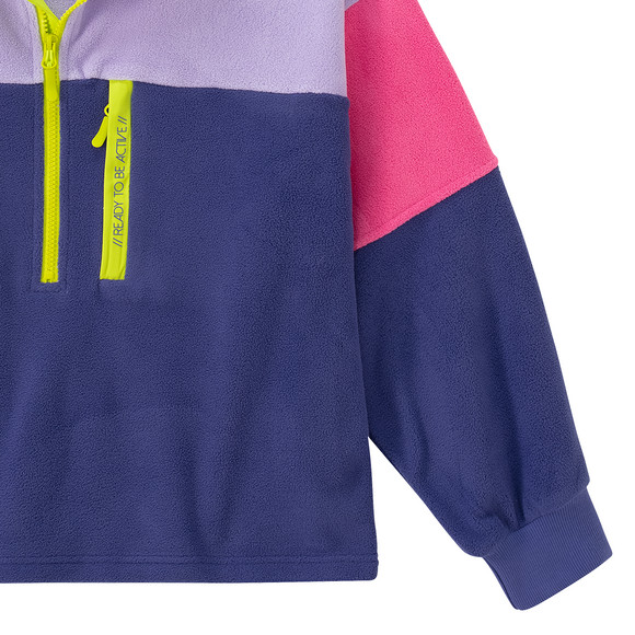 Mädchen Fleece-Pullover mit Farbteilern