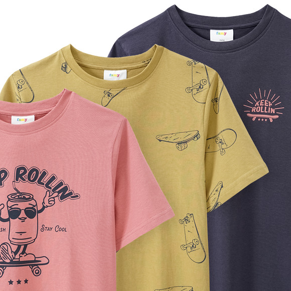 3 Jungen T-Shirts mit Skate-Prints