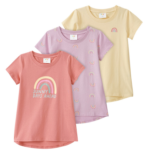 3 Mädchen T-Shirts mit Regenbogen-Prints