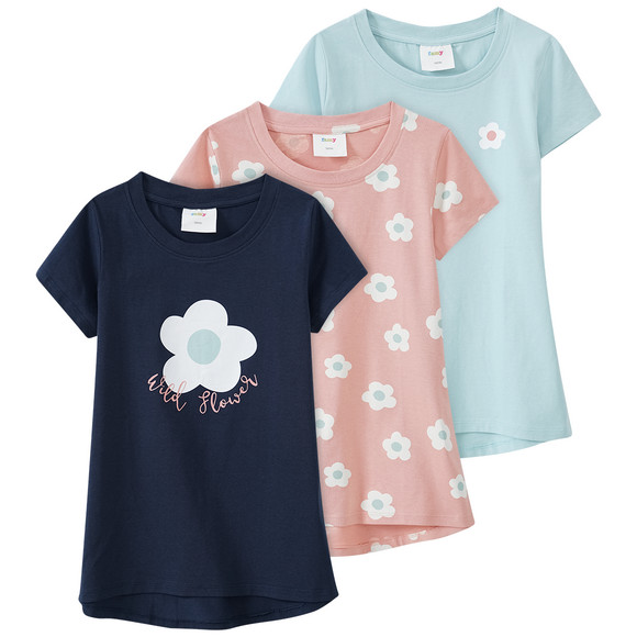 3 Mädchen T-Shirts mit Blumen-Prints
