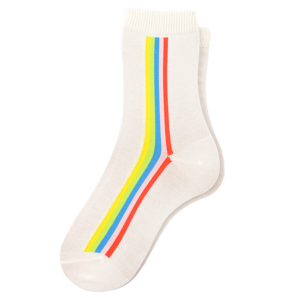 1 Paar Damen Socken mit Regenbogen-Streifen