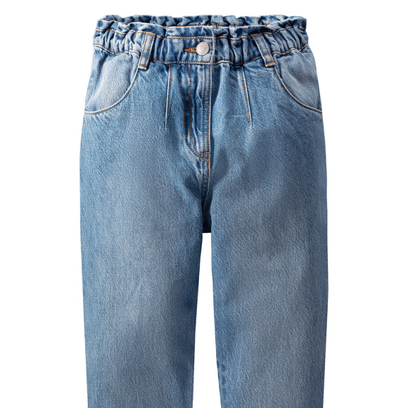 Mädchen High-Waist-Jeans mit Used-Waschung