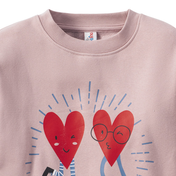 Mädchen Sweatshirt mit Herzchen-Print