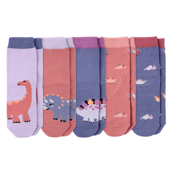 5 Paar Mädchen Socken mit Dino-Motiven