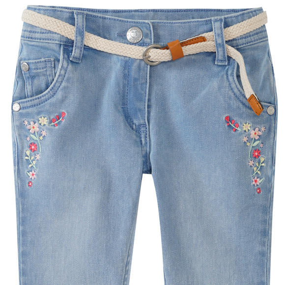 Mädchen Skinny-Jeans mit Blüten-Stickerei