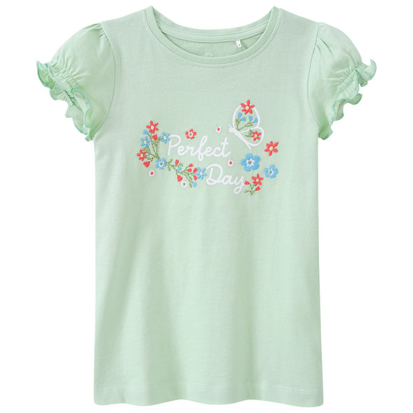 Mädchen T-Shirt mit Blumen-Applikation