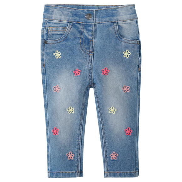 Baby Jeans mit bunter Blumen-Stickerei