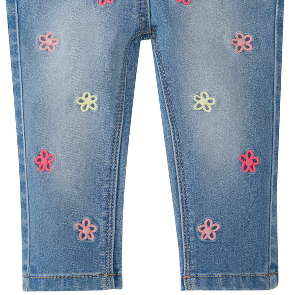 Baby Jeans mit bunter Blumen-Stickerei