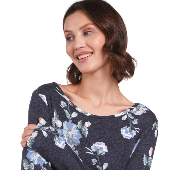 Damen Langarmshirt mit Blumen-Print