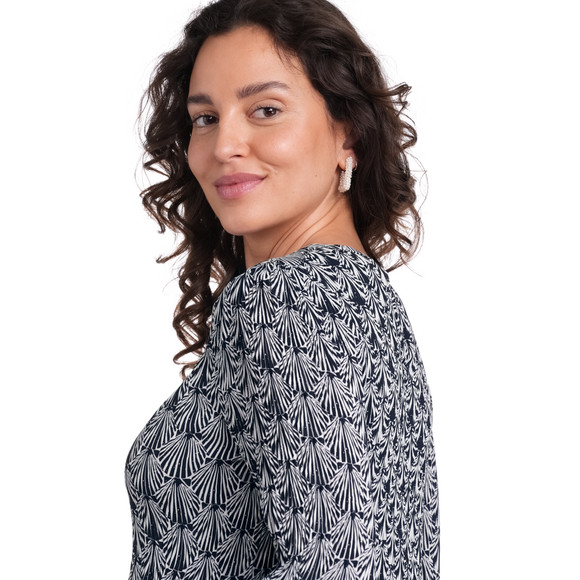 Damen Plissee-Bluse mit Muschel-Print