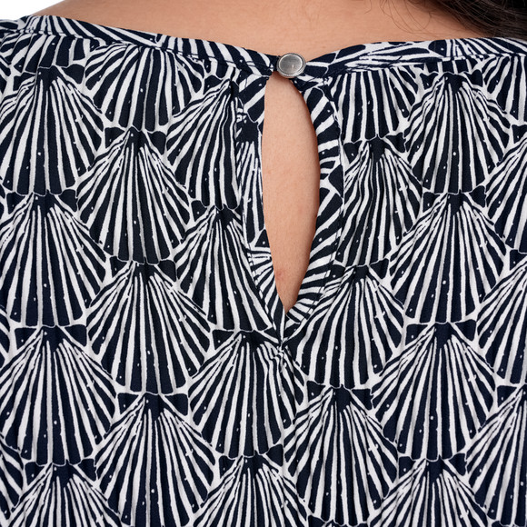 Damen Plissee-Bluse mit Muschel-Print