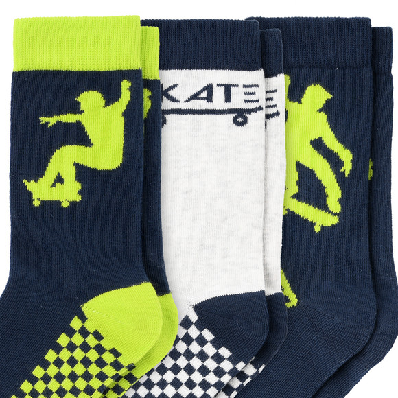 3 Paar Jungen Socken mit Skater-Motiven      