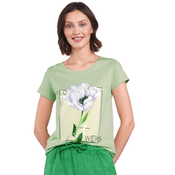  Damen T-Shirt mit Blumen-Print