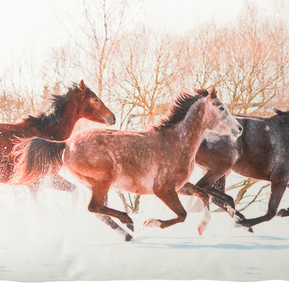 Kissen mit Pferde-Fotomotiv