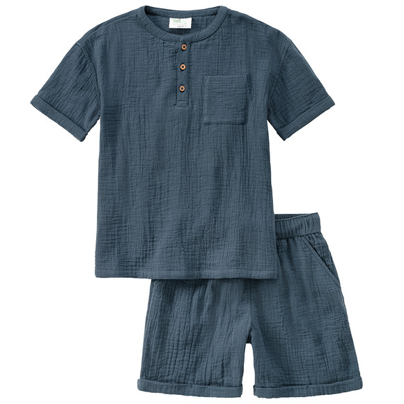 jungen-t-shirt-und-shorts-aus-musselin-dunkelblau.html