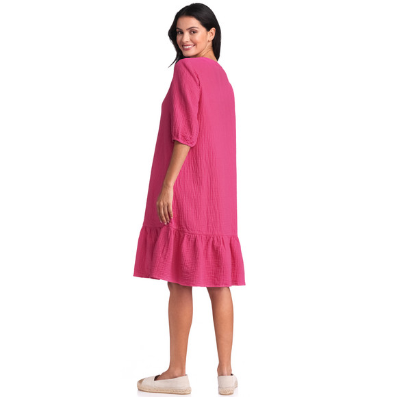 Damen Musselin-Kleid in Unifarben