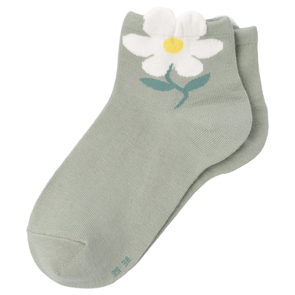1 Paar Damen Sneaker-Socken mit Blumen-Detail