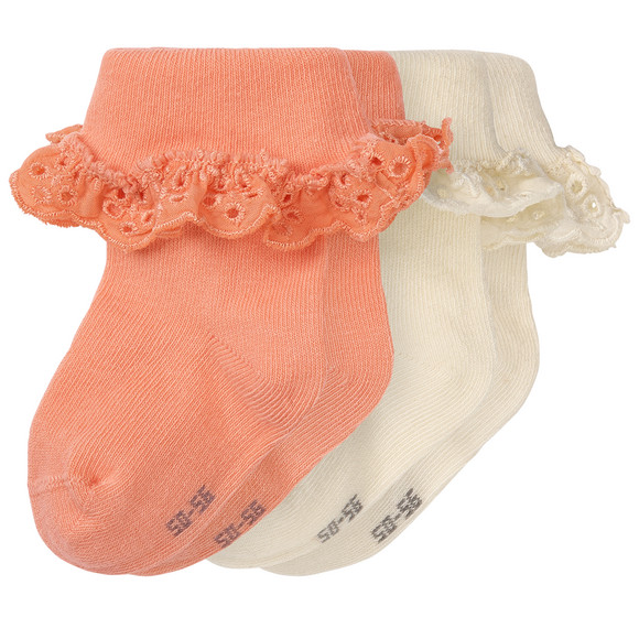 2 Paar Newborn Socken mit Lochspitze