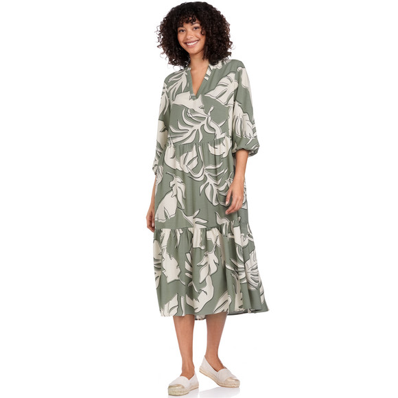 Damen Maxi-Kleid mit Blätter-Motiv