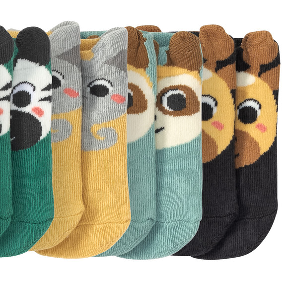 5 Paar Baby Sneaker-Socken mit Tieren