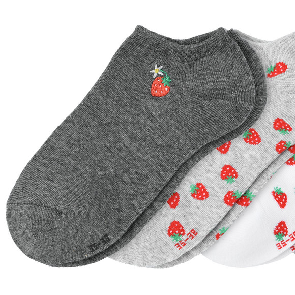 4 Paar Damen Sneaker-Socken mit Erdbeer-Motiv