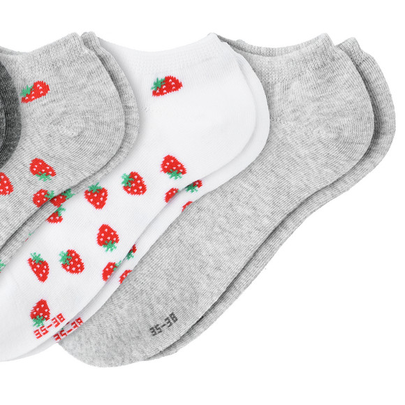 4 Paar Damen Sneaker-Socken mit Erdbeer-Motiv