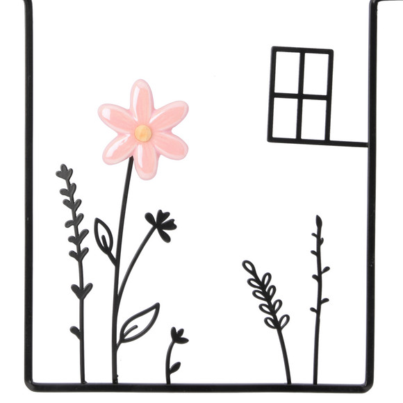 Deko-Hänger Metallschild Haus mit Blume