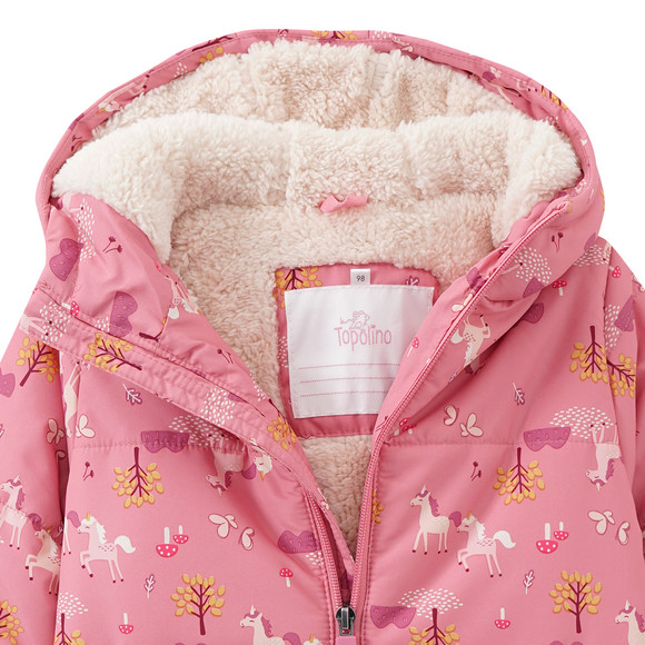 Meisjes winterjas met unicorn all-over