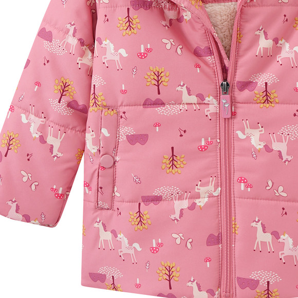 Meisjes winterjas met unicorn all-over