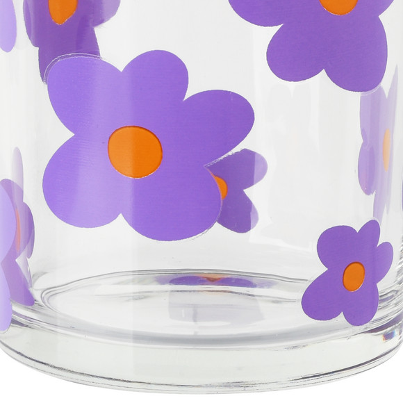 Teelichtglas mit Blumen-Print