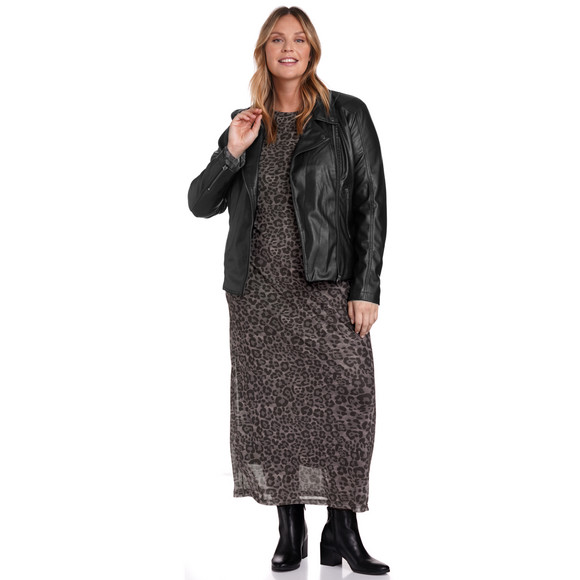 Damesjas van imitatieleer in bikerlook