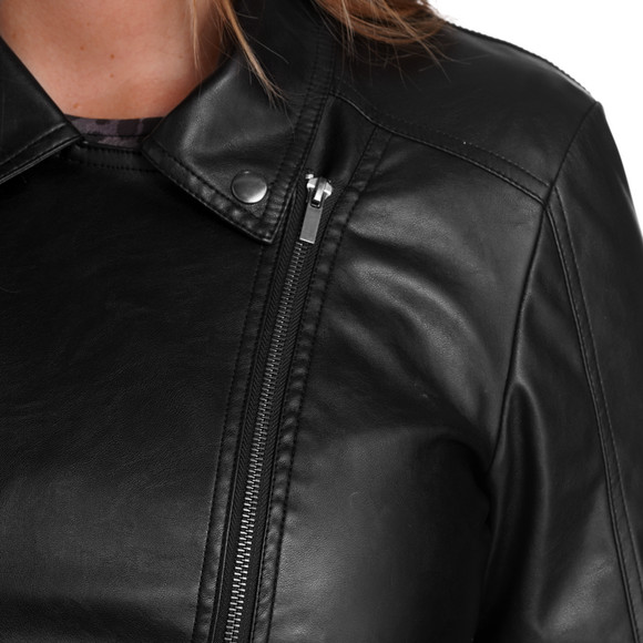 Damesjas van imitatieleer in bikerlook