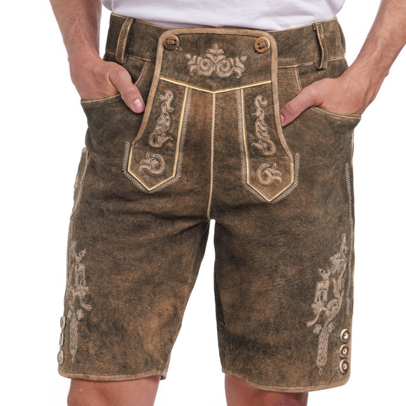 Leren herenbroek met stiksel