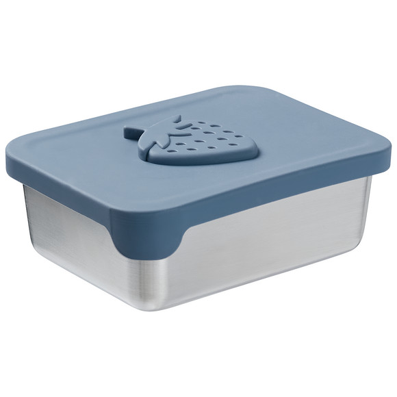 Kleine Brotdose aus Edelstahl blau / silber