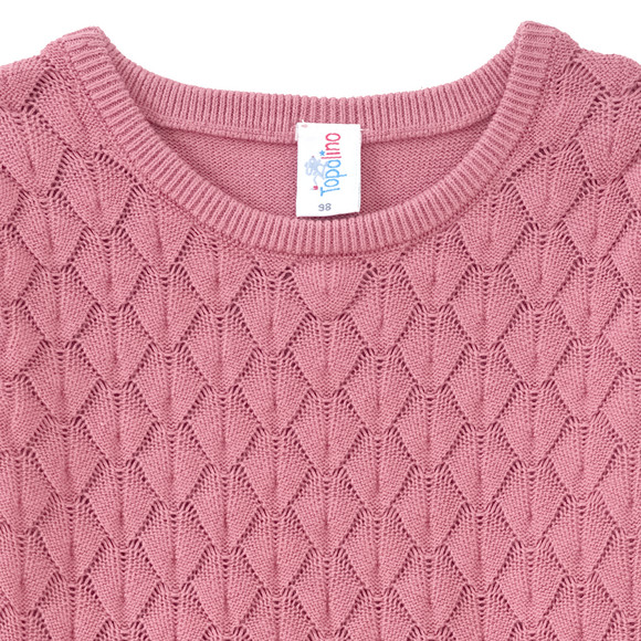 Gebreide meisjesjurk met honingraatstructuur