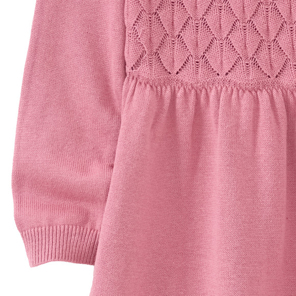 Gebreide meisjesjurk met honingraatstructuur