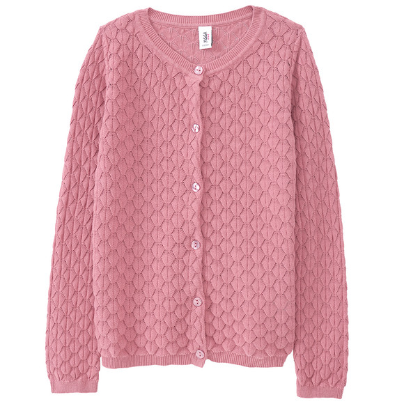 Mädchen Strickjacke mit Wabenstruktur rosa