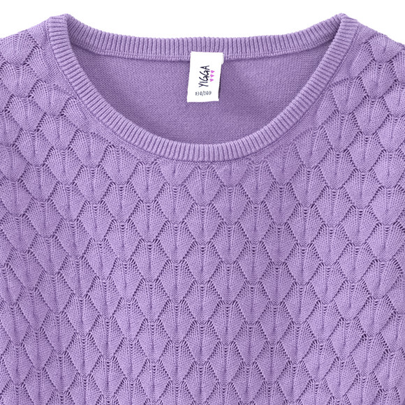 Gebreide meisjesjurk met honingraatstructuur