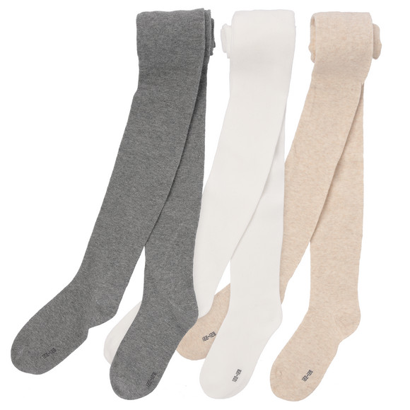 3 Kinder Strumpfhosen im Set grau / weiss / beige