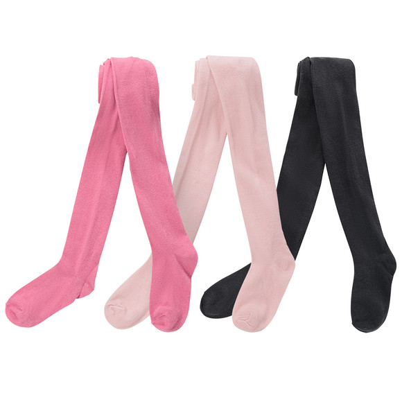 3 Mädchen Strumpfhosen im Set pink / rosa / dunkelgrau