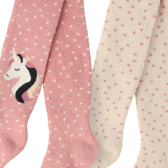 2 Mädchen Frottee-Strumpfhosen mit Punkten