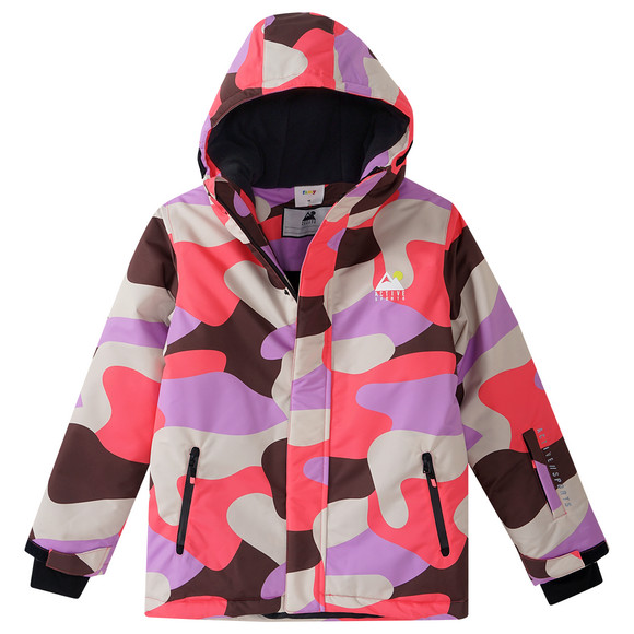 Meisjes sneeuwjas met all-over patroon beige