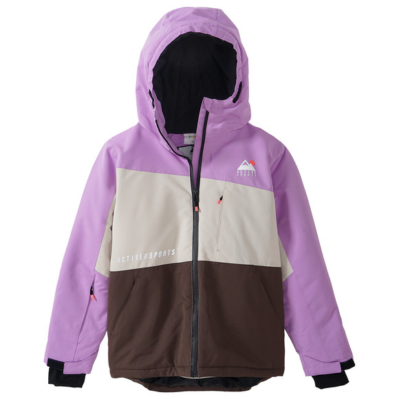 Sneeuwjack voor meisjes met kleurverdelingen lichtpaars / beige / bruin