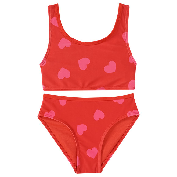 Mädchen Bikini mit Herz-Allover rot