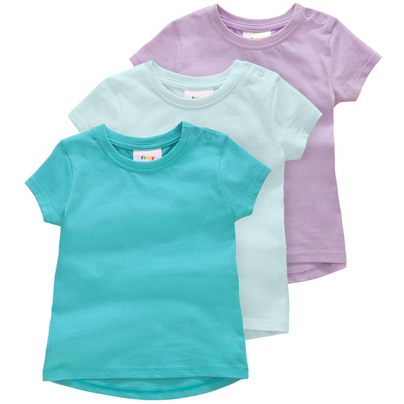 3 Baby T-Shirts im Basic-Look helllila / türkis / helltürkis