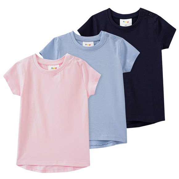 3 Baby T-Shirts im Basic-Look dunkelblau / hellblau / hellrosa