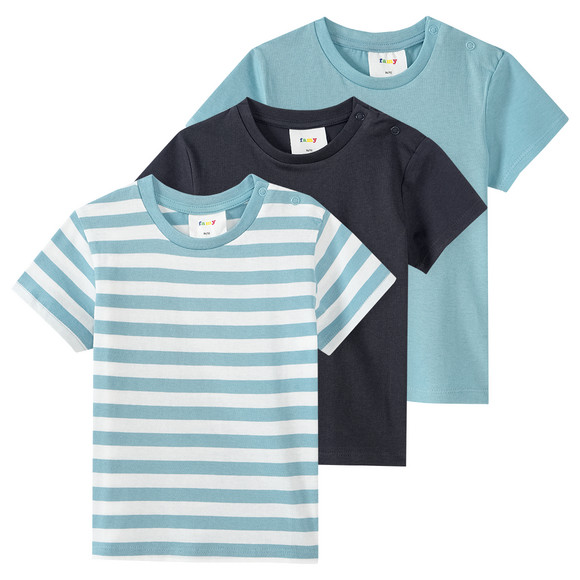 3 Baby T-Shirts im Basic-Look salbei / dunkelgrau
