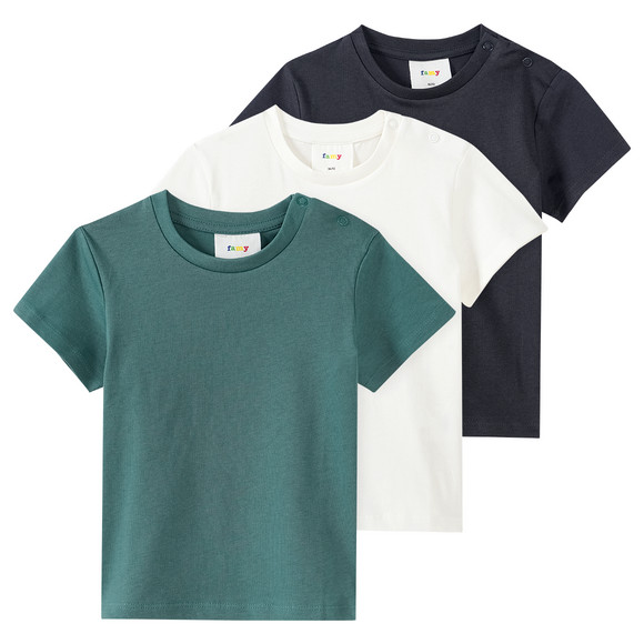 3 Baby T-Shirts im Basic-Look dunkelgrün / dunkelgrau / weiss