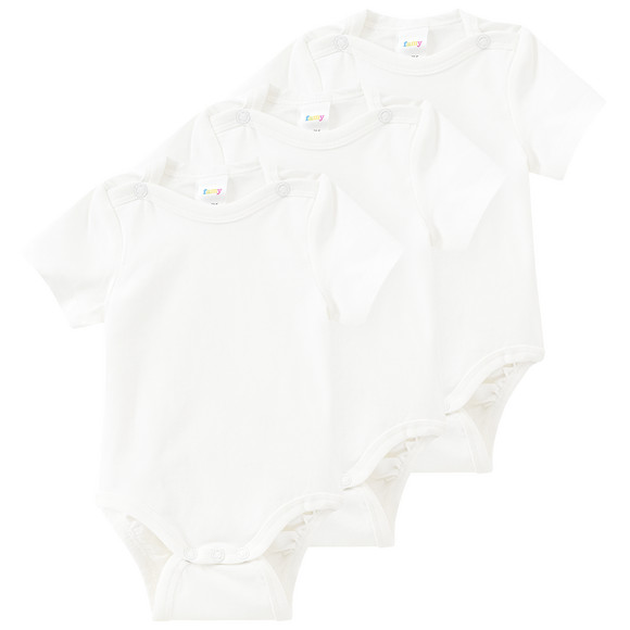 3 baby rompers in effen kleuren wit