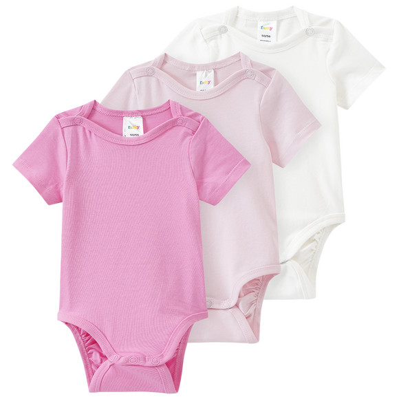 3 baby rompers in verschillende kleuren roze / wit